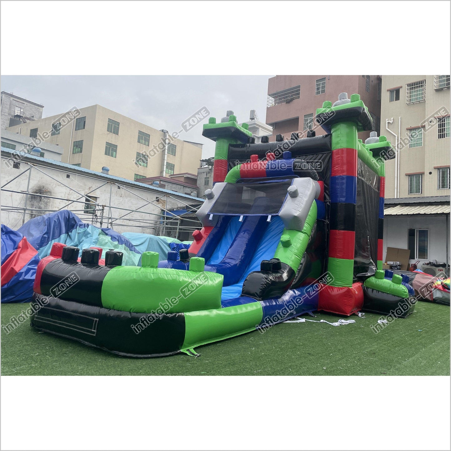 Best Bouncy Castle Inflatable Block Dual Lane Combo Backyard Bounce House With Slide - Inflatable-Zone
