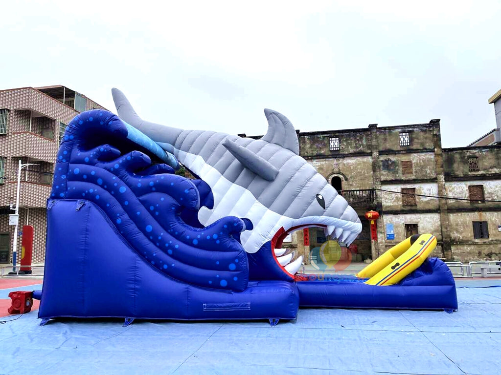 Commercial Inflatable Shark Water Slide with Pool for Playground Easy Setup and Safe Design