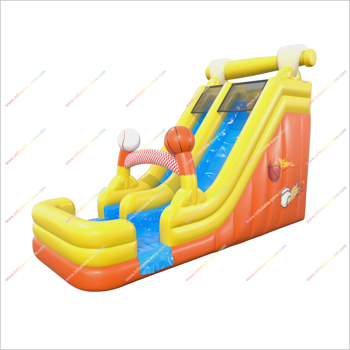 Sports-Themed Tall Inflatable Water Slide Basketball And Baseball Water Slide For Above Ground Pool - Inflatable-Zone