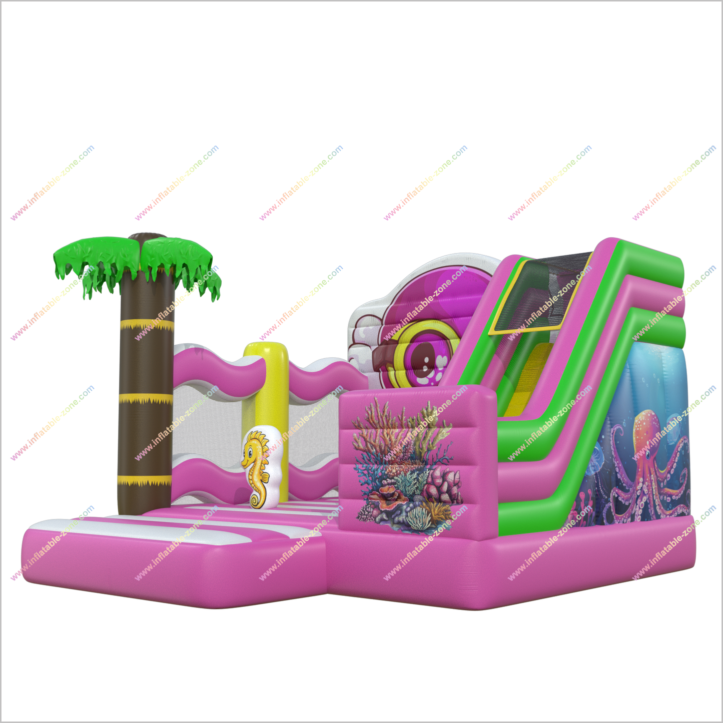 Ocean Party Bounce With Slide Combo Inflatable Octopus Blow Up Bouncer Inflatable Slide For Rent