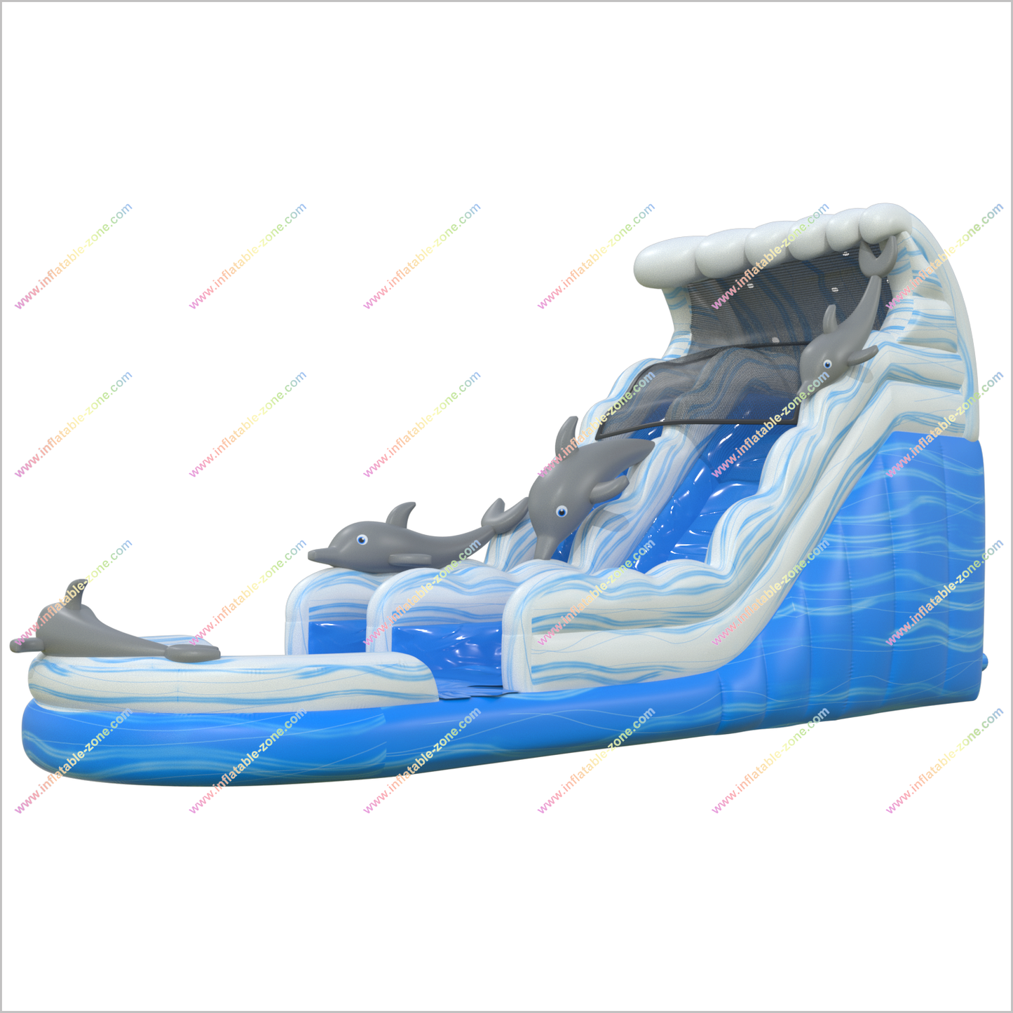 Dolphin Inflatable Water Slide Ocean Fun Pool With Inflatable Slide Outdoor Commercial Play Equipment
