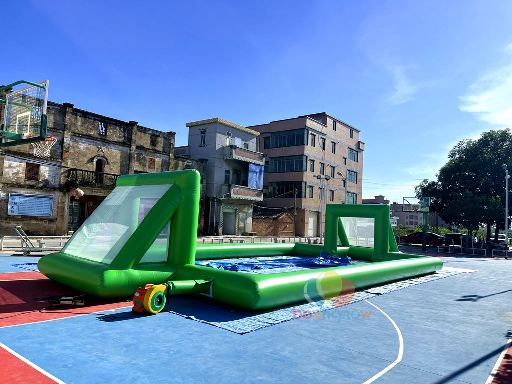 Green Inflatable Soccer Game Field Ultimate Fun Playground