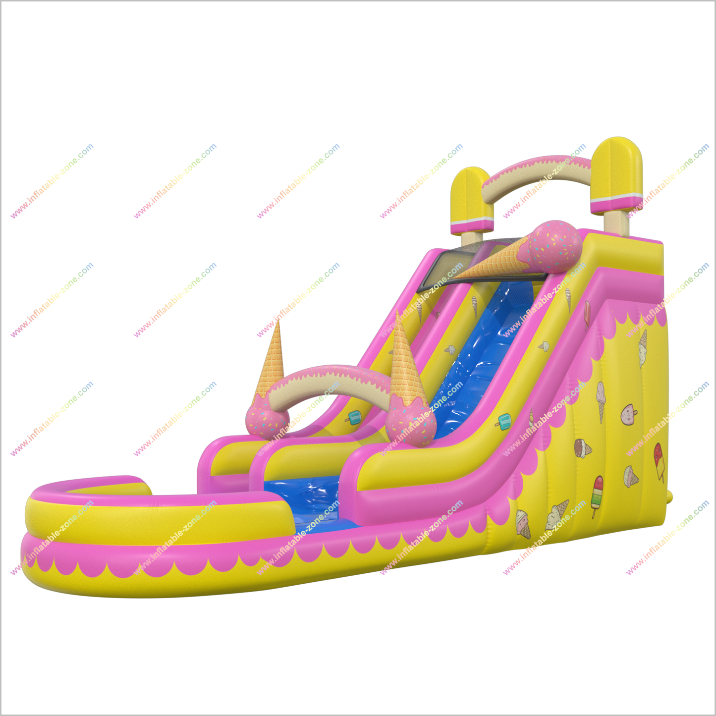 Ice Cream-Themed Inflatable Backyard Water Slide And Pool Popsicle Waterslides Rentals Near Me