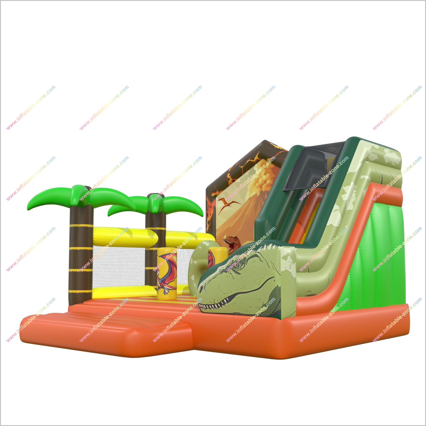 Dinosaur Party Obstacle Bounce House Inflatable Combo Slide Volcano Backdrop Bouncy Castle Cost Inflatable Dry Slide Rental - Inflatable-Zone