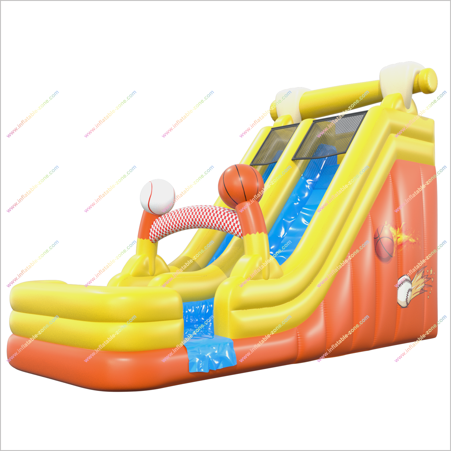 Sports-Themed Tall Inflatable Water Slide Basketball And Baseball Water Slide For Above Ground Pool - Inflatable-Zone
