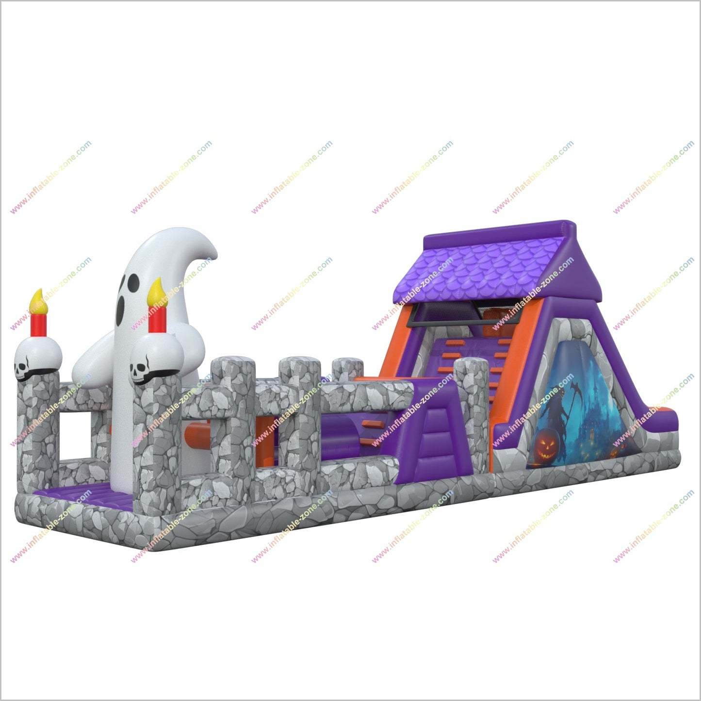 Purchase Inflatable Obstacle Course Friendly Ghost Halloween Party Near Me Inflatable Assault Course For Hire