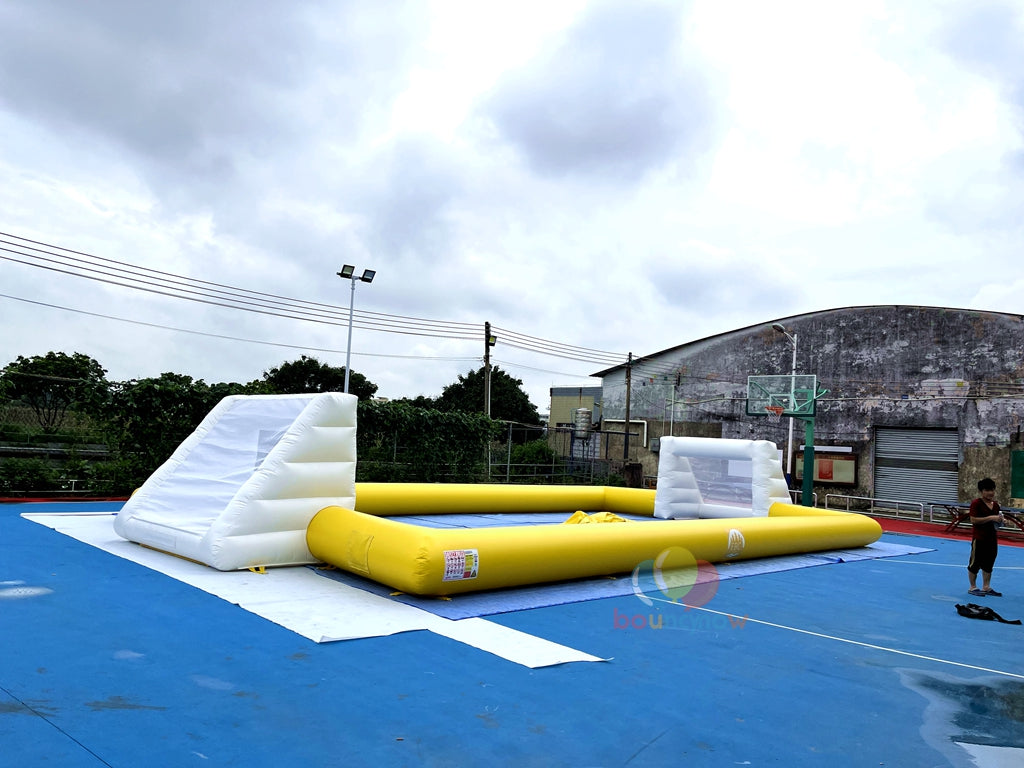 Yellow Durable Giant Inflatable Soap Soccer Field High Quality Safe & Fun Outdoor Adventure Game