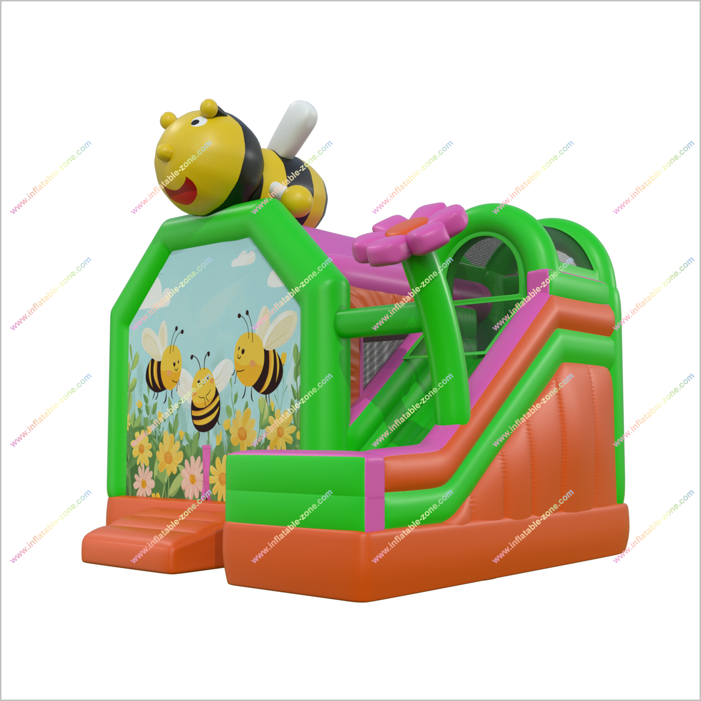 Bee Themed Inflatable Castle And Slide Flower Combo Bouncy House Slide Inflatable For Party - Inflatable-Zone