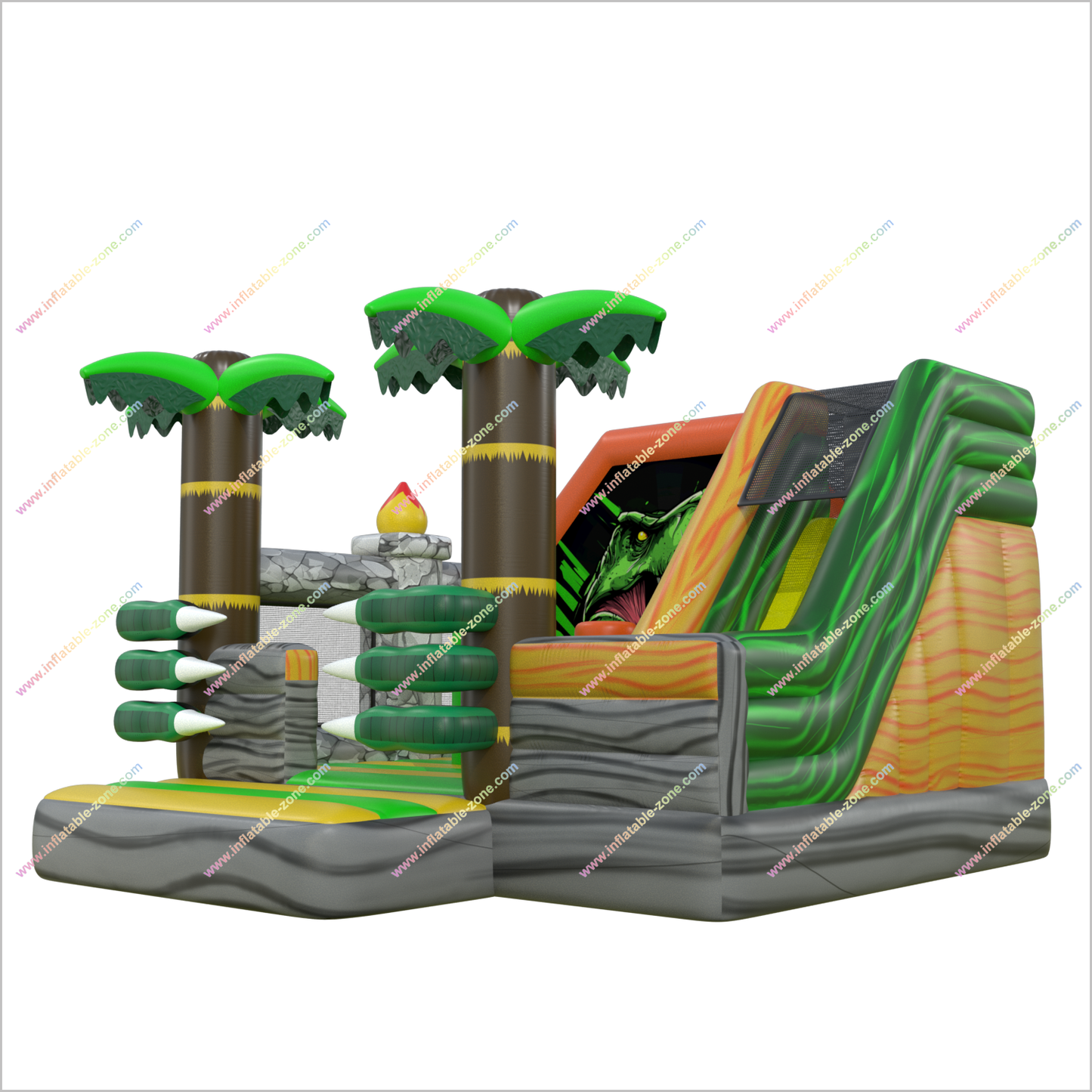 T-Rex Combo Castle Bounce And Slide Inflatable Dinosaur Jurassic Park Bounce House For Sale With Slide