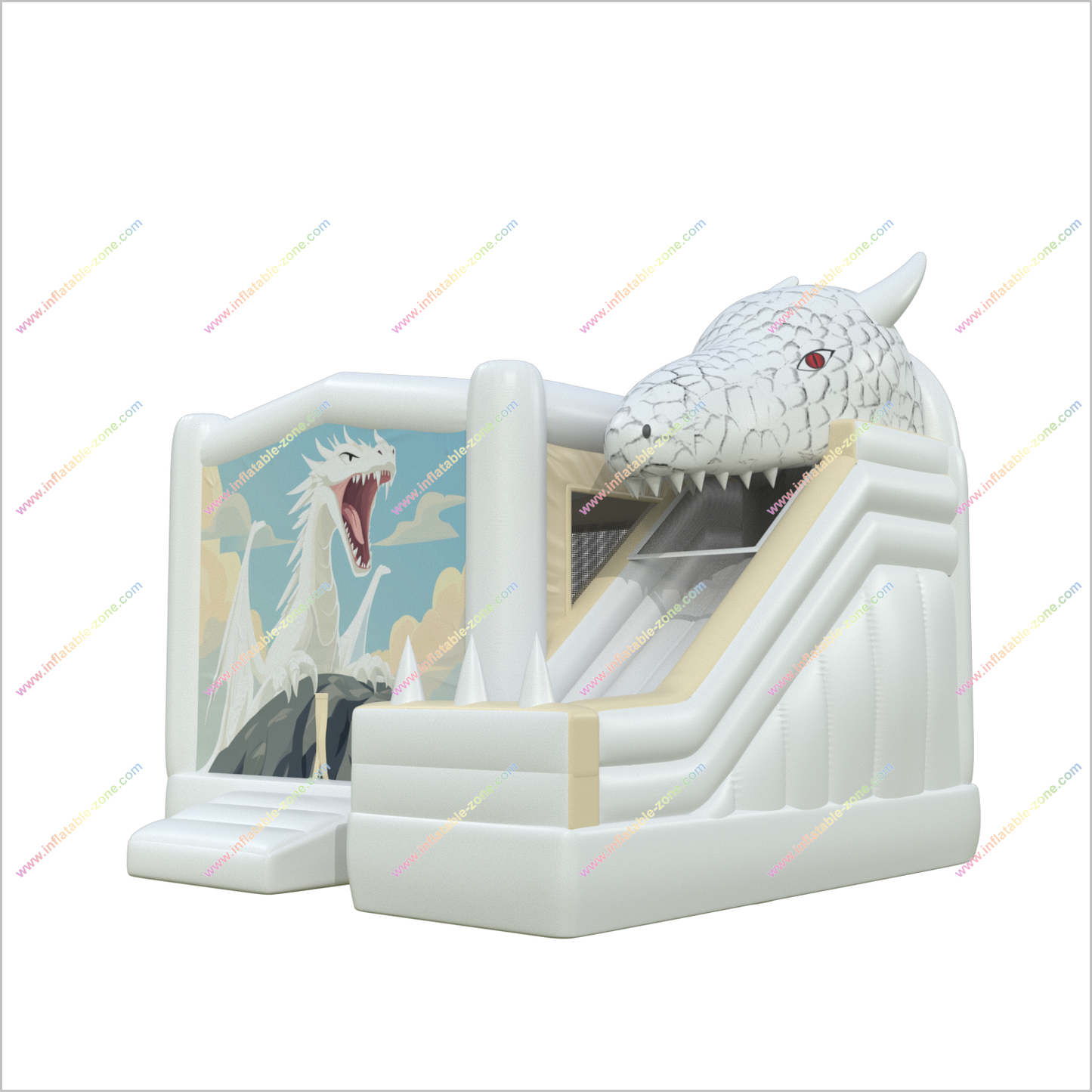White Dragon Bouncy Castles And Slides Park Combo Bounce House With Slide Rentals Inflatables Toys - Inflatable-Zone