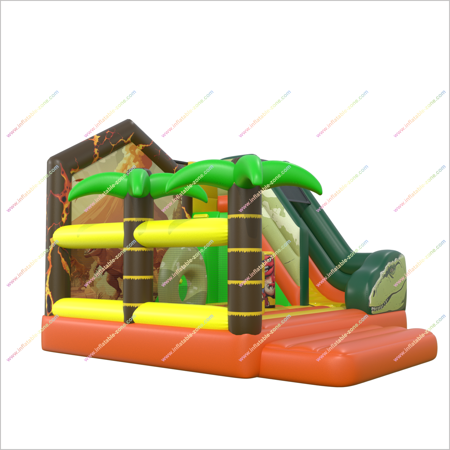 Dinosaur Party Obstacle Bounce House Inflatable Combo Slide Volcano Backdrop Bouncy Castle Cost Inflatable Dry Slide Rental - Inflatable-Zone