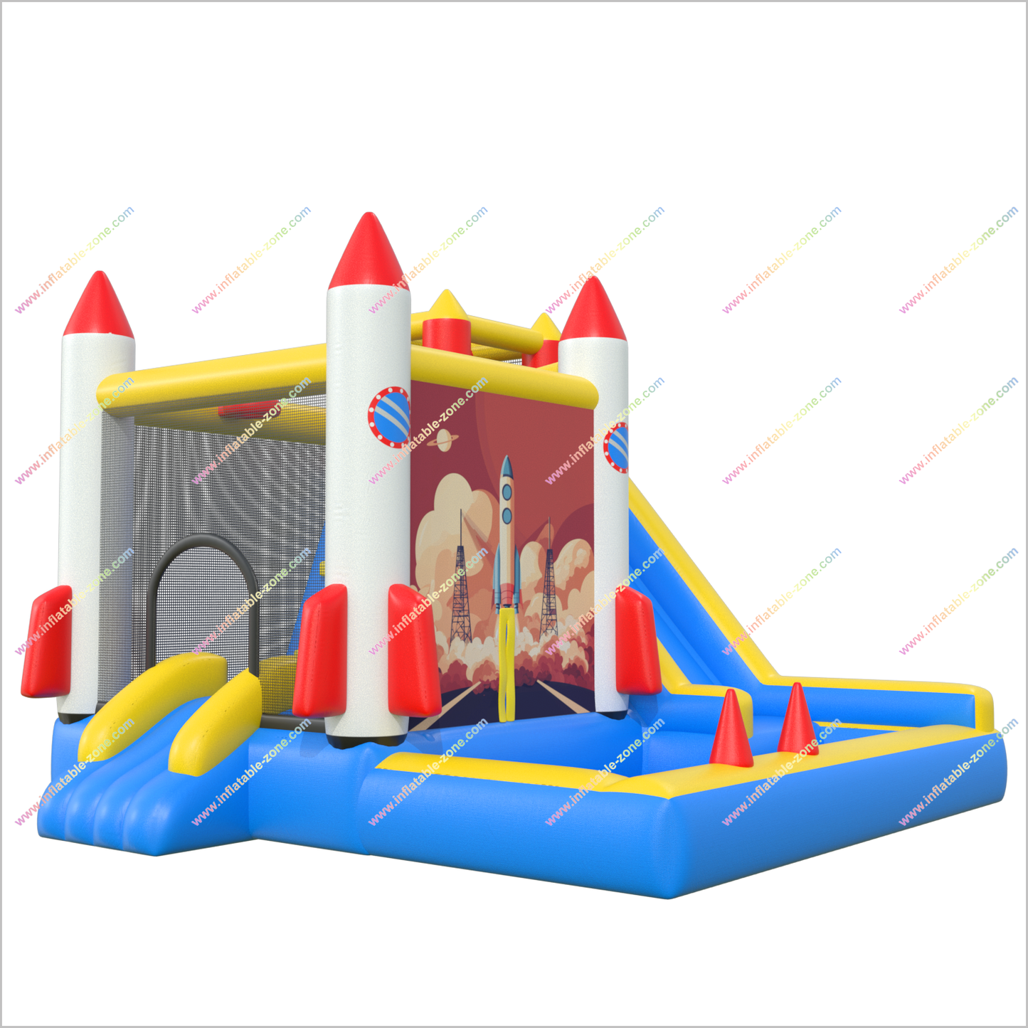 Inflatable Rocket Bouncy Castle And Ball Pit Hire Best Inflatable Bounce House With Water Slide Combo Blast
