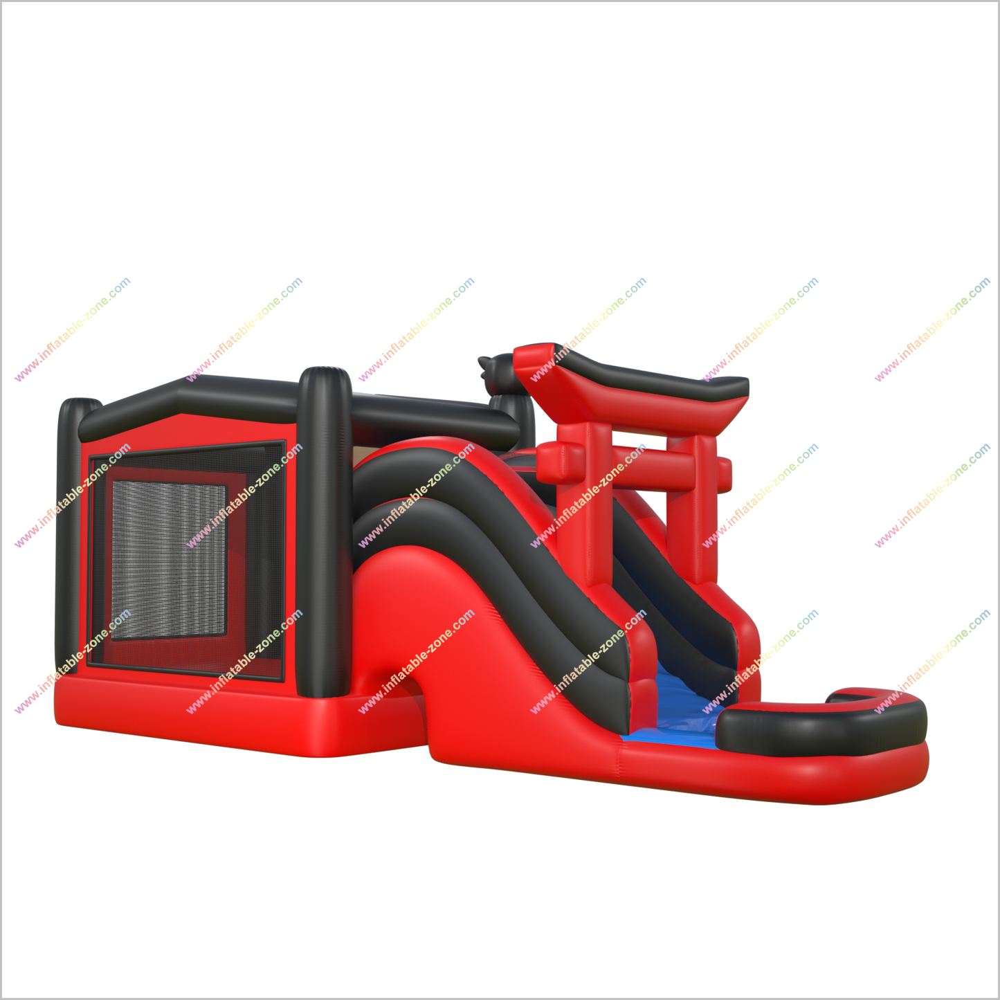 Ninja Jump Bounce House Inflatable Water Slide Rent Red And Black Inflatable Combo Bouncy Castle Pool Water Slide