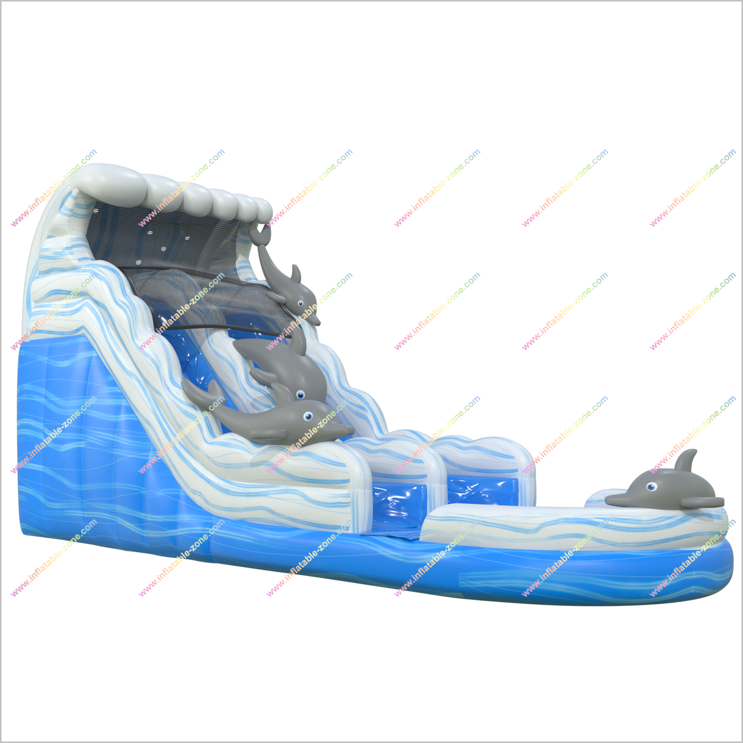Dolphin Inflatable Water Slide Ocean Fun Pool With Inflatable Slide Outdoor Commercial Play Equipment