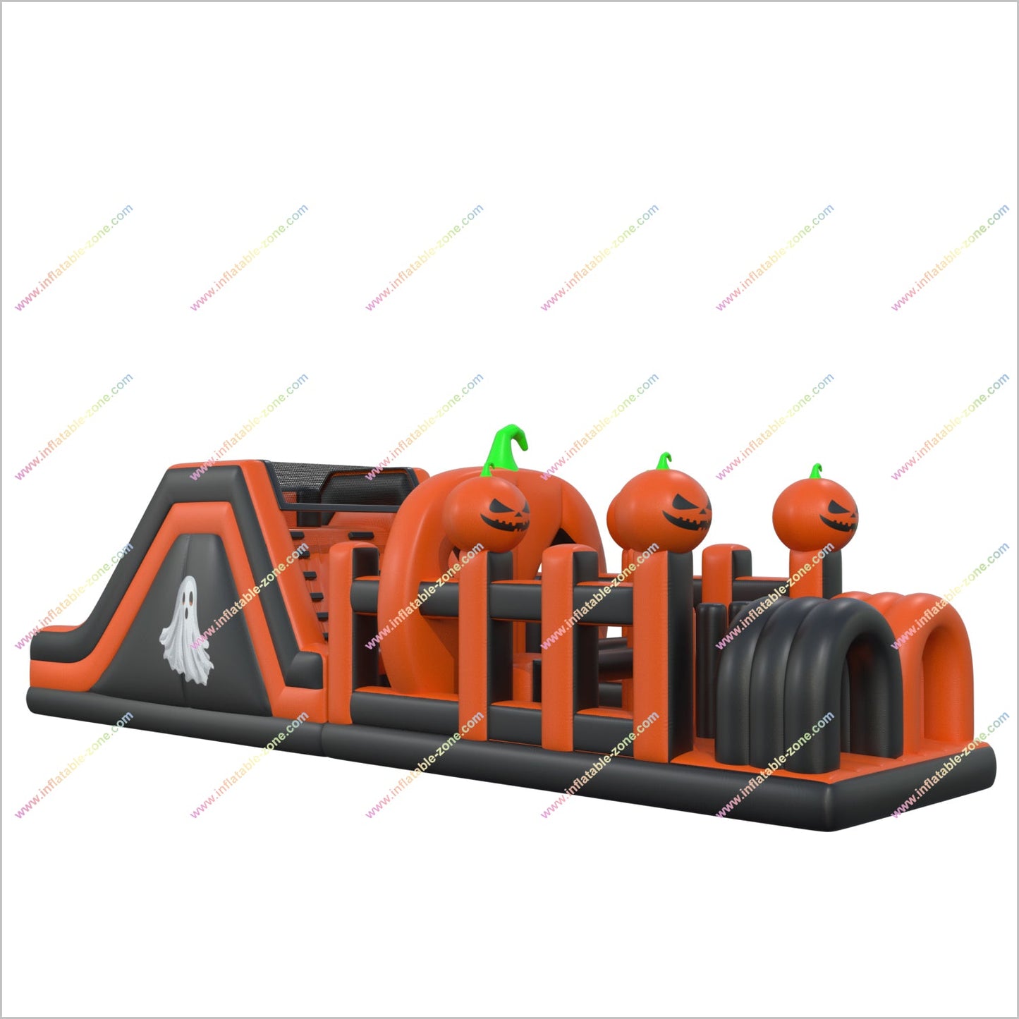 Halloween Obstacle Course Bounce House Inflatable Theme Park Spooky Pumpkin Inflatable Assault Course Adults