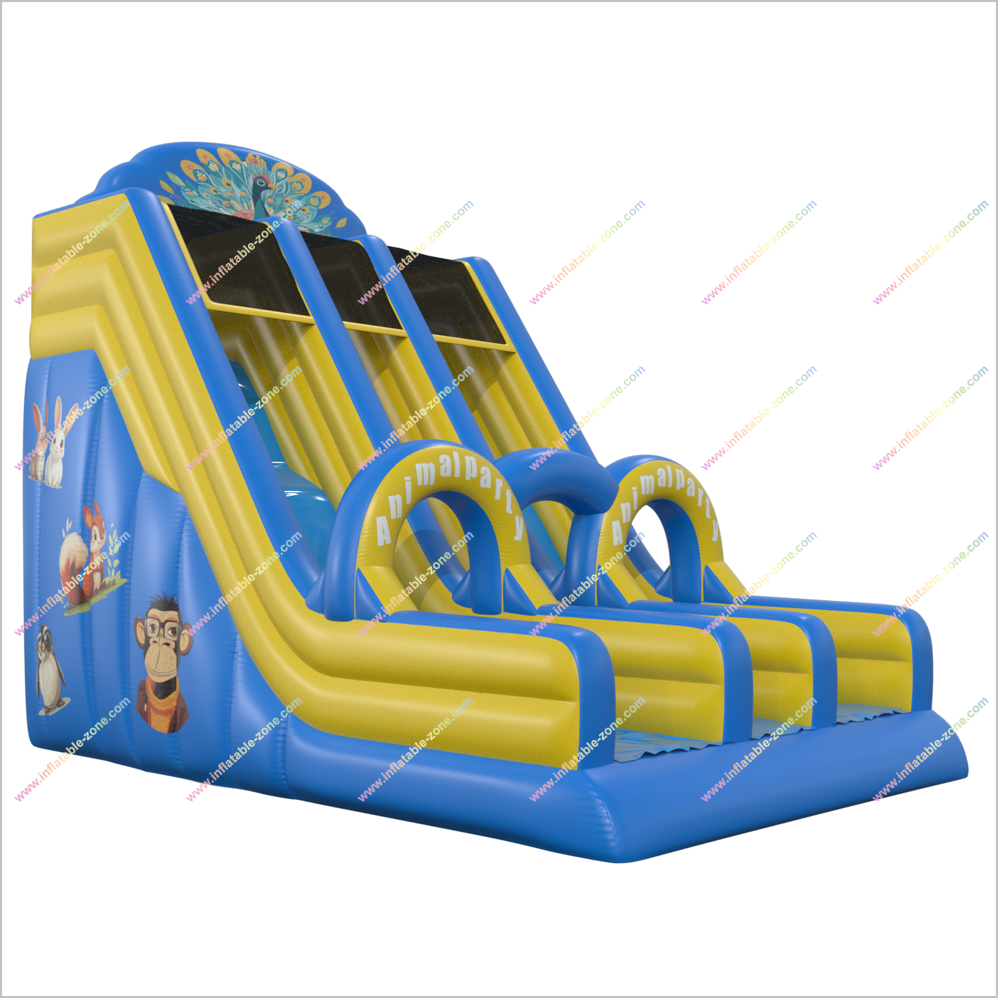 Animal Party Super Slide Inflatable Playground Outdoor Near Me Dual Lane Inflatable Slip And Slide - Inflatable-Zone