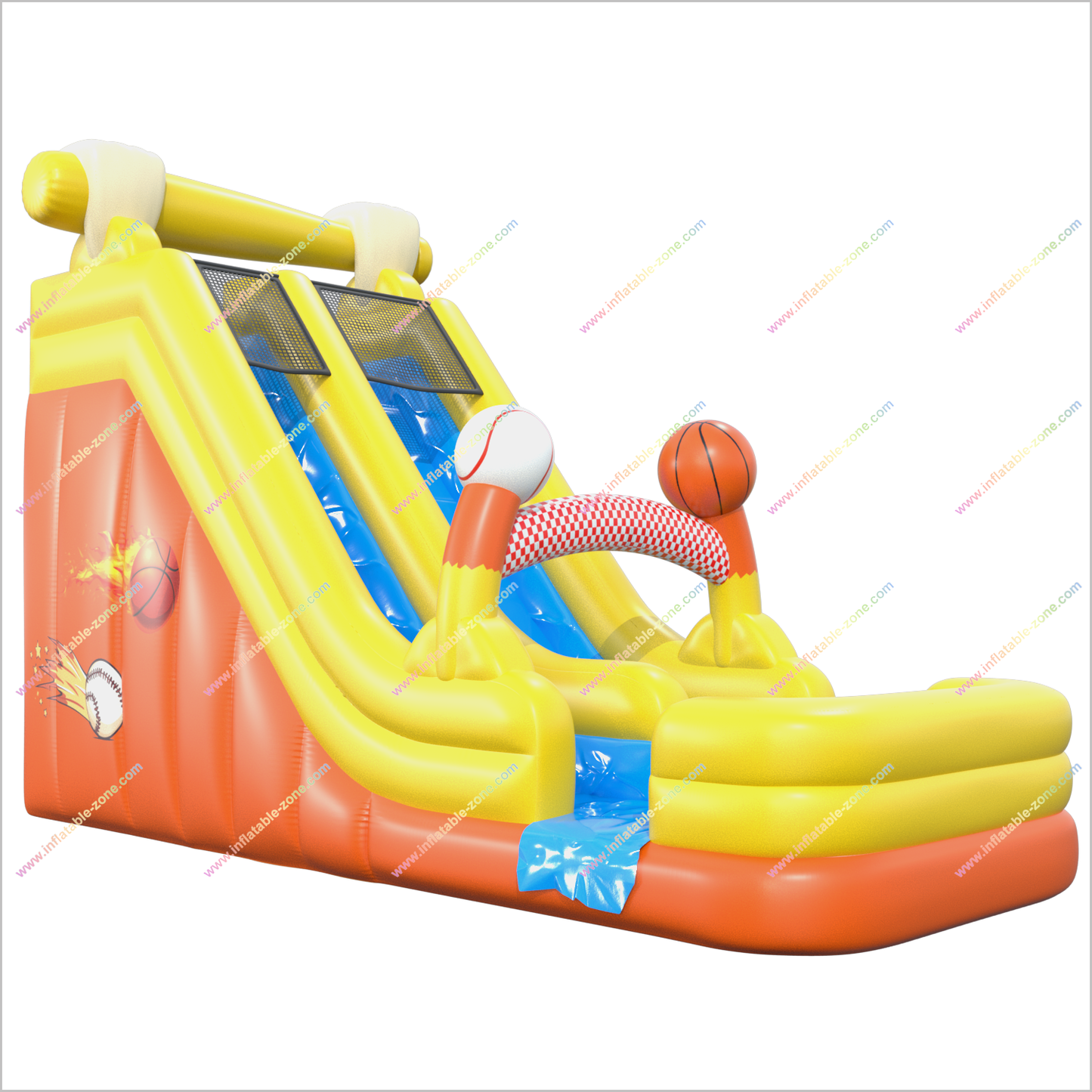 Sports-Themed Tall Inflatable Water Slide Basketball And Baseball Water Slide For Above Ground Pool - Inflatable-Zone