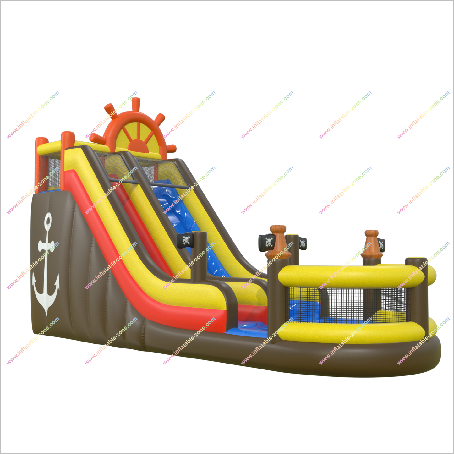Pirate Ship Inflatable Water Slide Target Commercial Bounce House Water Blow Up Slide With Pool
