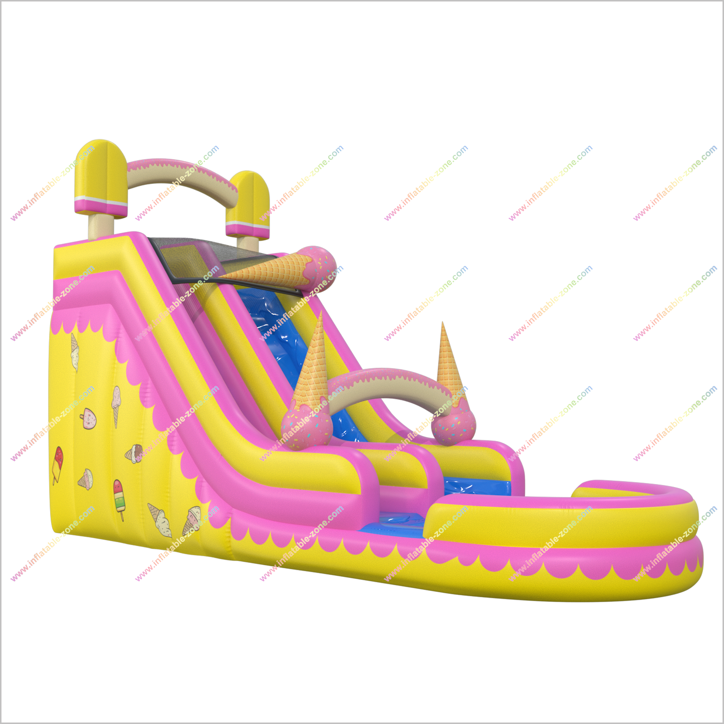Ice Cream-Themed Inflatable Backyard Water Slide And Pool Popsicle Waterslides Rentals Near Me