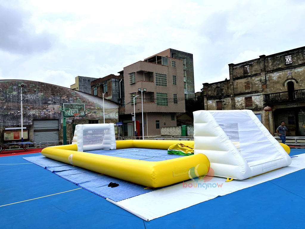 Yellow Durable Giant Inflatable Soap Soccer Field High Quality Safe & Fun Outdoor Adventure Game