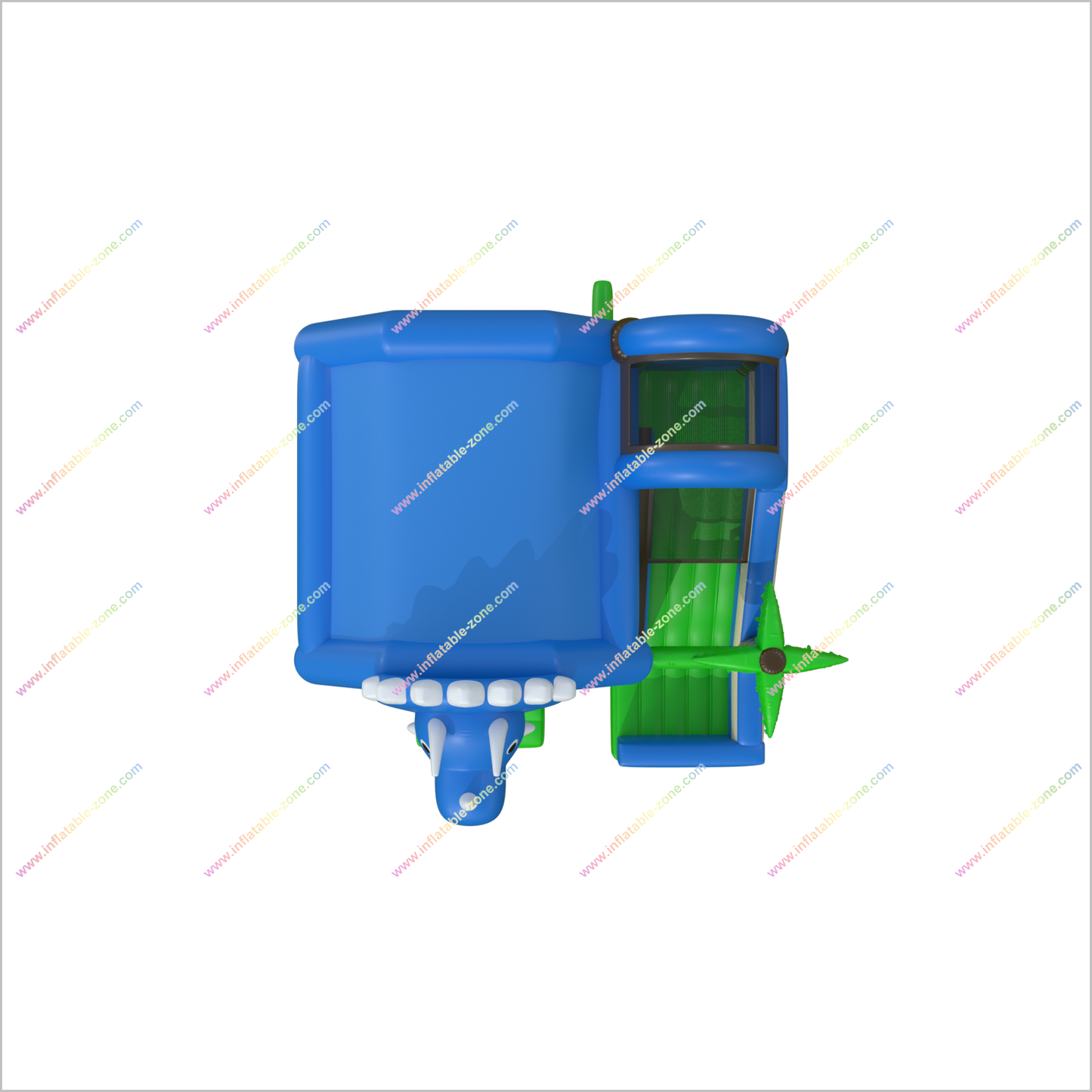 Blue Dinosaur Bounce House Slide Commercial Inflatable Combo Blow Up Triceratops Bouncy Castle With Slide For Sale - Inflatable-Zone