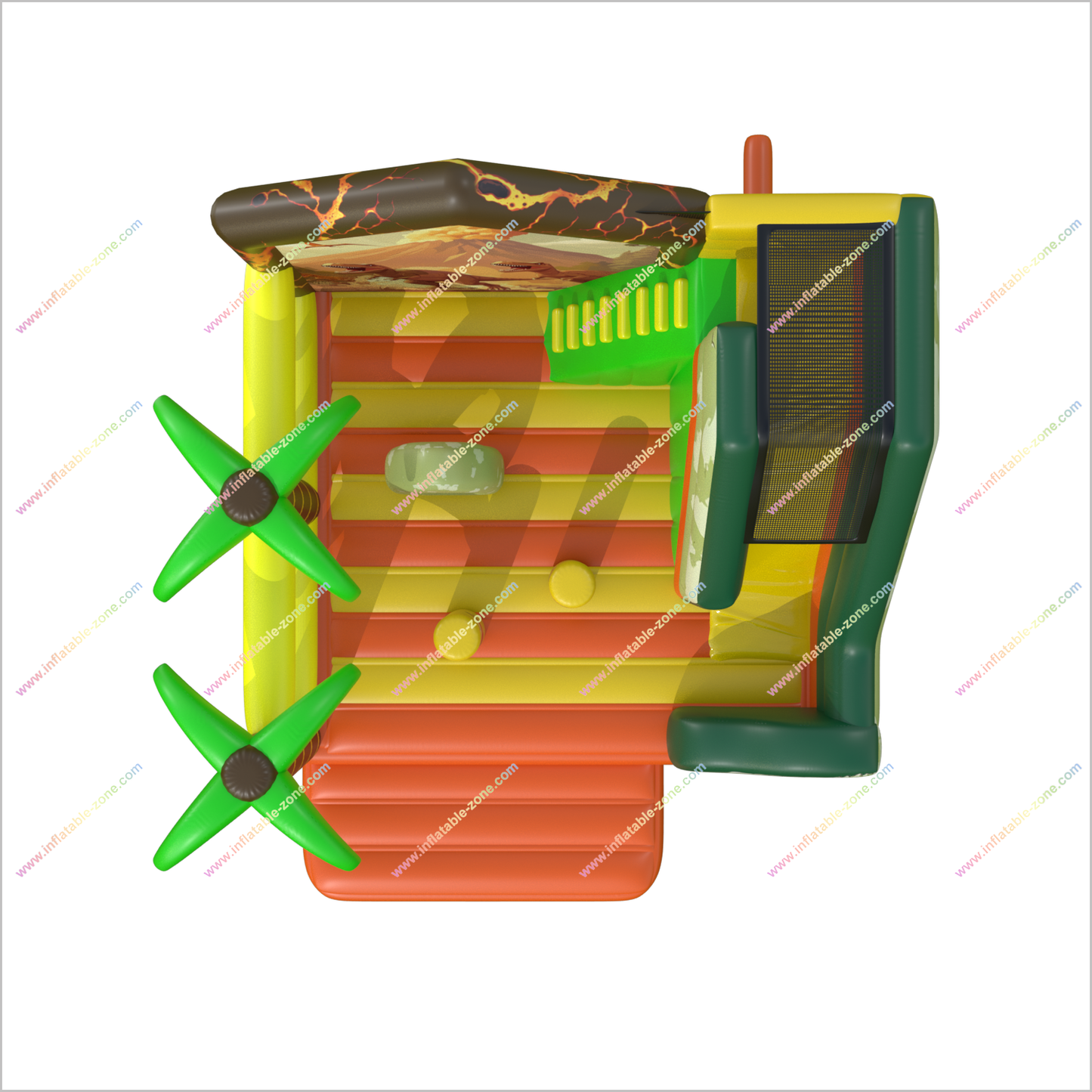 Dinosaur Party Obstacle Bounce House Inflatable Combo Slide Volcano Backdrop Bouncy Castle Cost Inflatable Dry Slide Rental - Inflatable-Zone