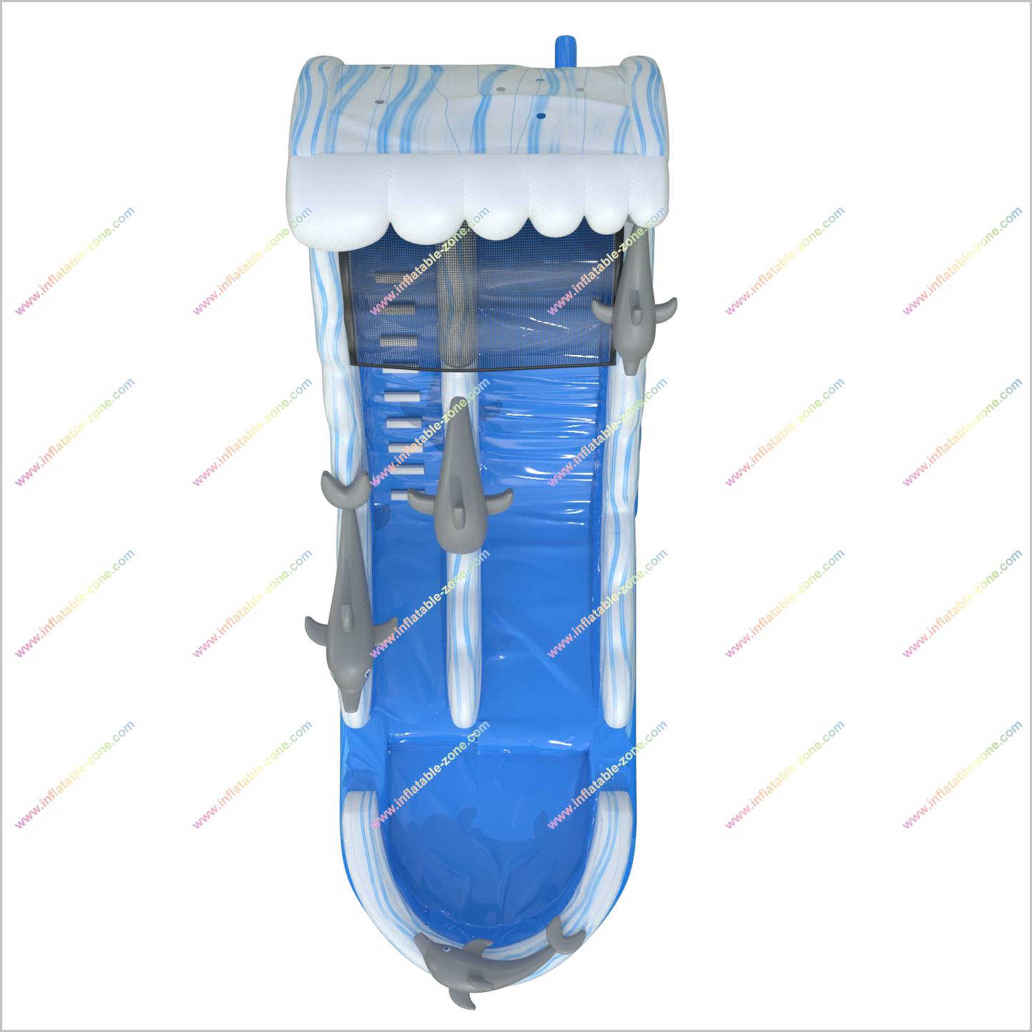 Dolphin Inflatable Water Slide Ocean Fun Pool With Inflatable Slide Outdoor Commercial Play Equipment