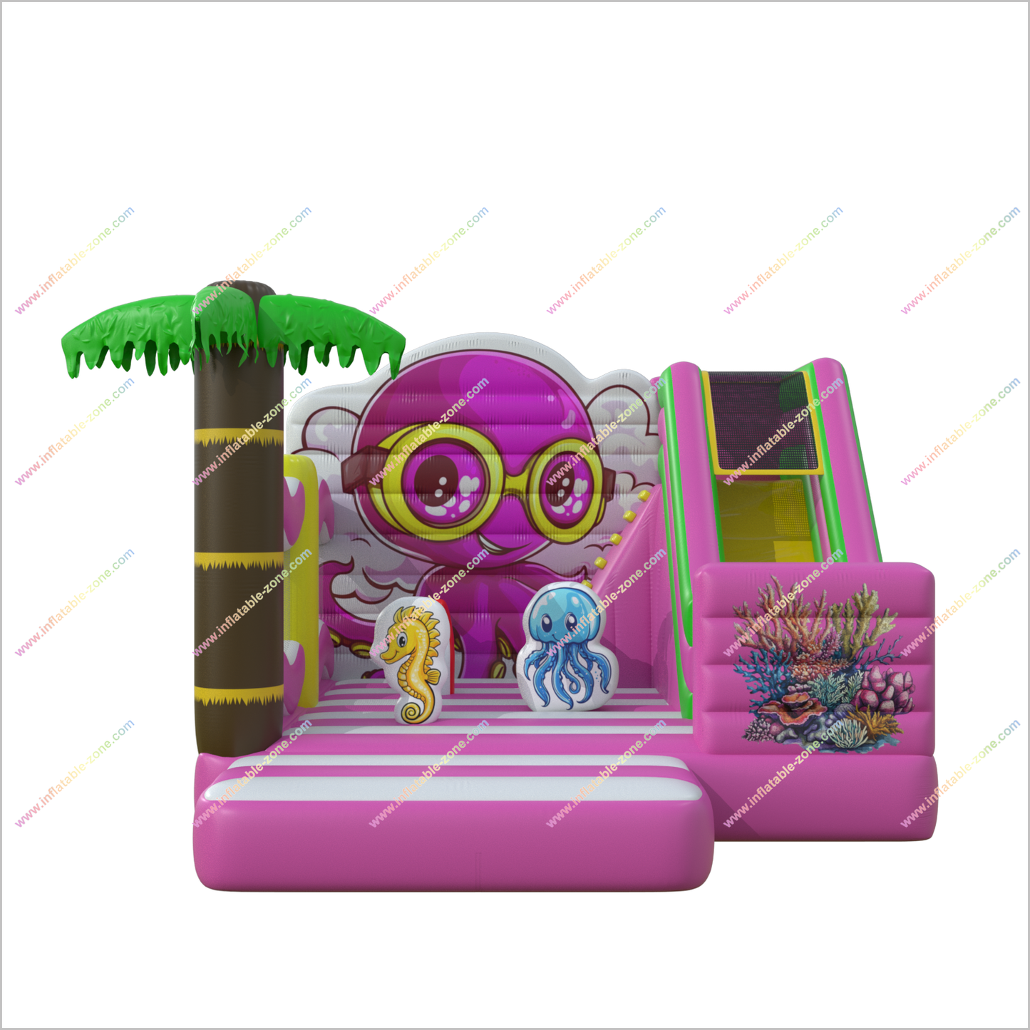 Ocean Party Bounce With Slide Combo Inflatable Octopus Blow Up Bouncer Inflatable Slide For Rent