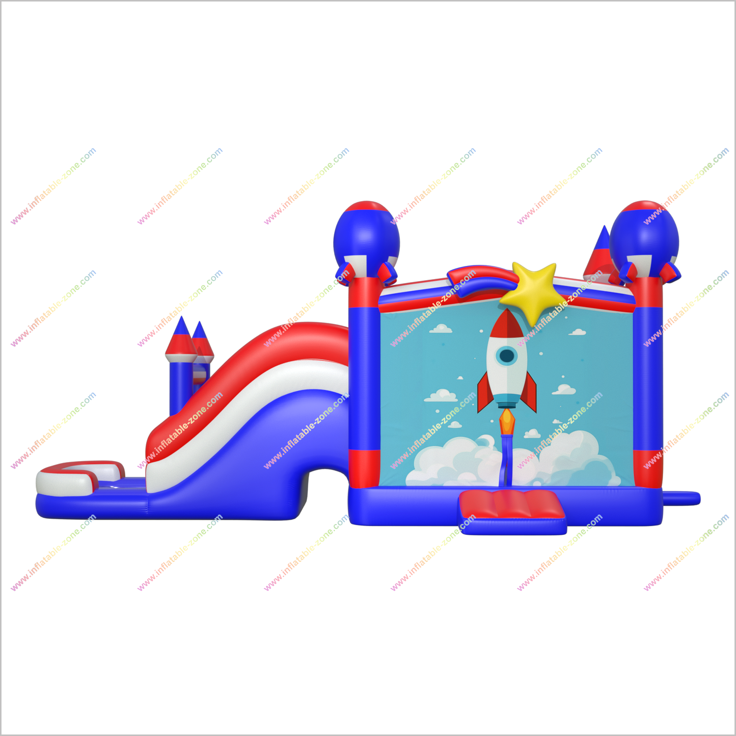 Rocket Theme Inflatable Bounce House With Pool Adult Bouncy Water Slide Jumping Castle Combo For Sale
