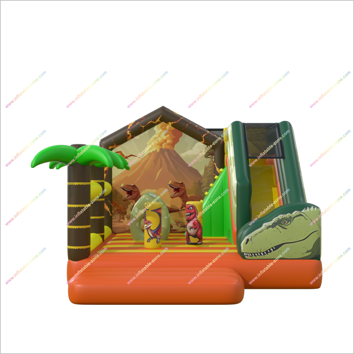 Dinosaur Party Obstacle Bounce House Inflatable Combo Slide Volcano Backdrop Bouncy Castle Cost Inflatable Dry Slide Rental - Inflatable-Zone