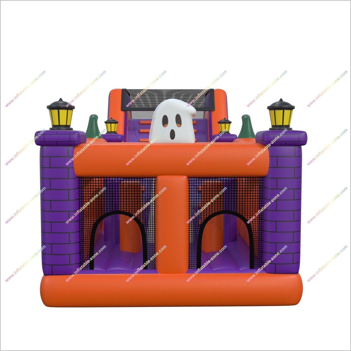 Halloween-Themed Obstacle Course Blow Ups Ghost And Pumpkins Inflatable Obstacle Course Rental For Adults