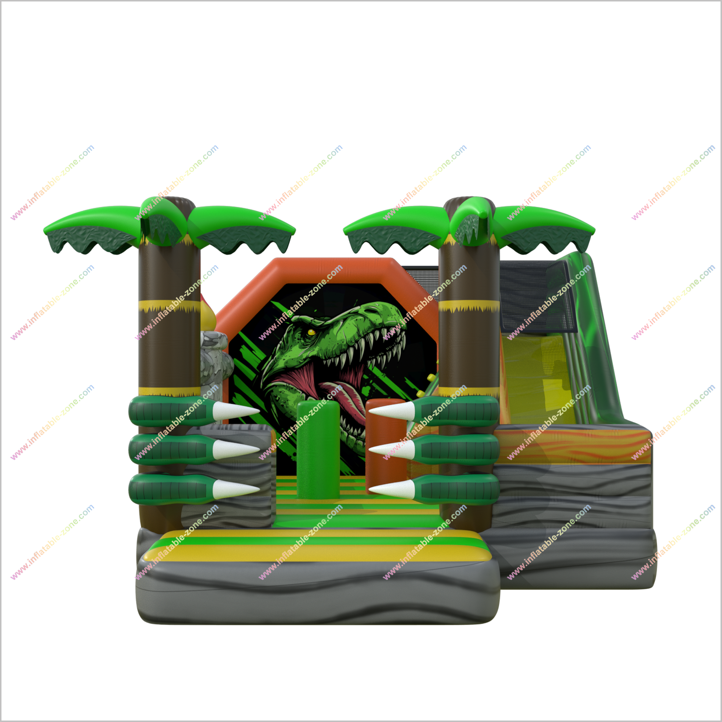 T-Rex Combo Castle Bounce And Slide Inflatable Dinosaur Jurassic Park Bounce House For Sale With Slide