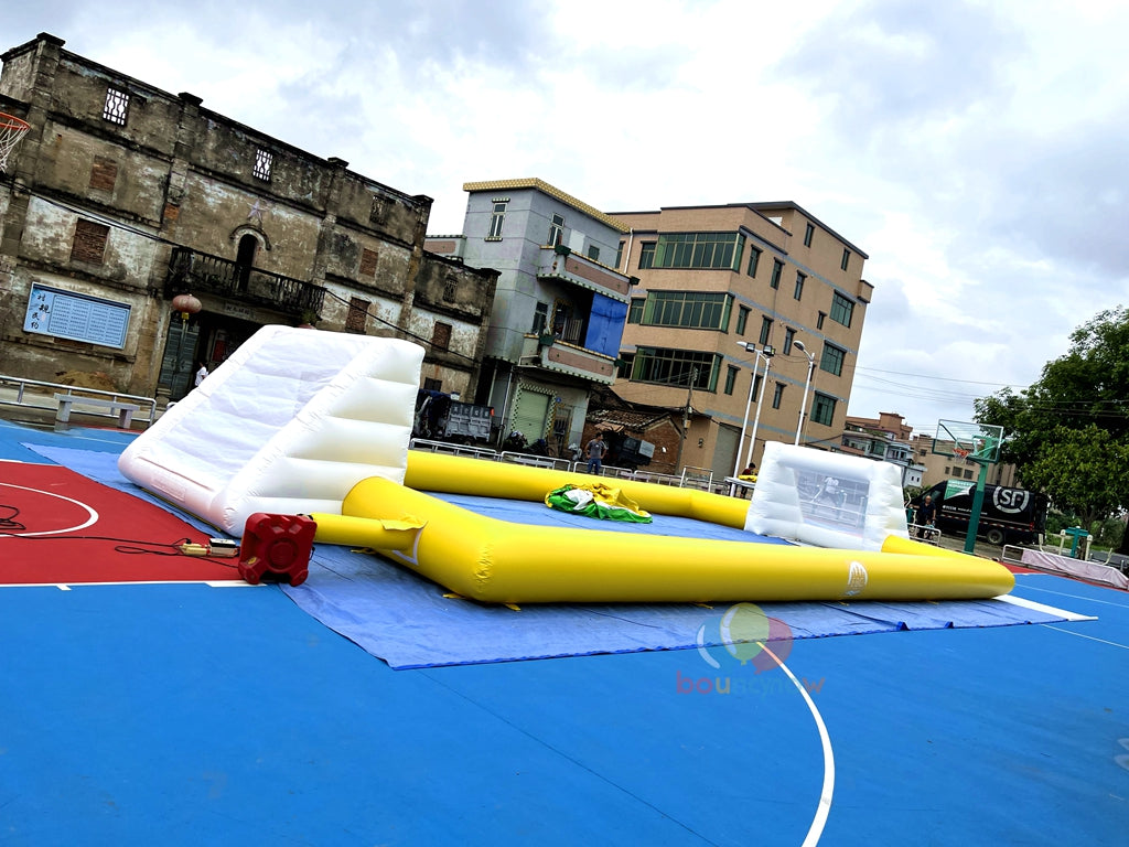 Yellow Durable Giant Inflatable Soap Soccer Field High Quality Safe & Fun Outdoor Adventure Game