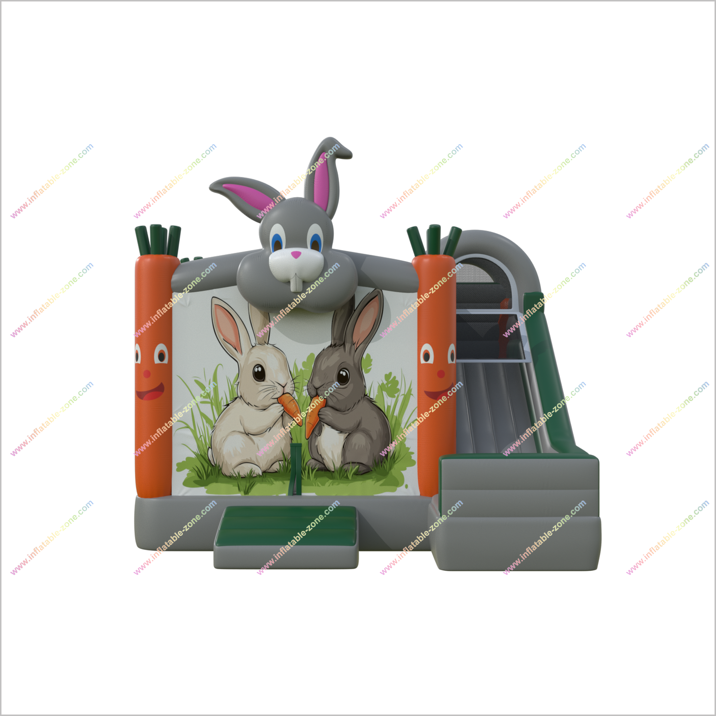 Charming Bunny Bounce Houses And Slides Combo Offers Big Inflatable Park Bouncy Castle With Slide Rental - Inflatable-Zone