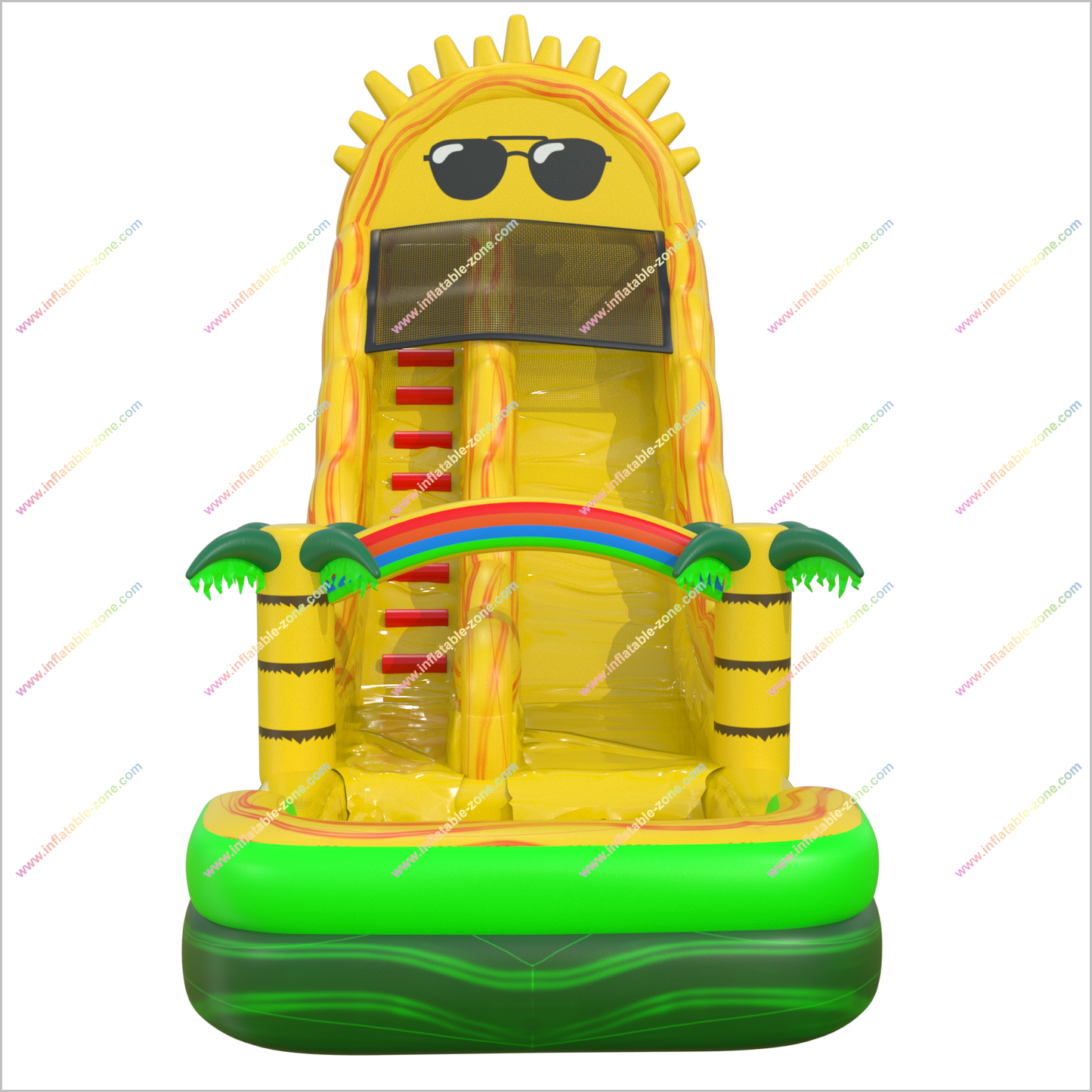 Cool Sun Garden Inflatable Water Slide Palm Trees And Rainbow Pool Blow Up Water Slide Outside Childrens Toys