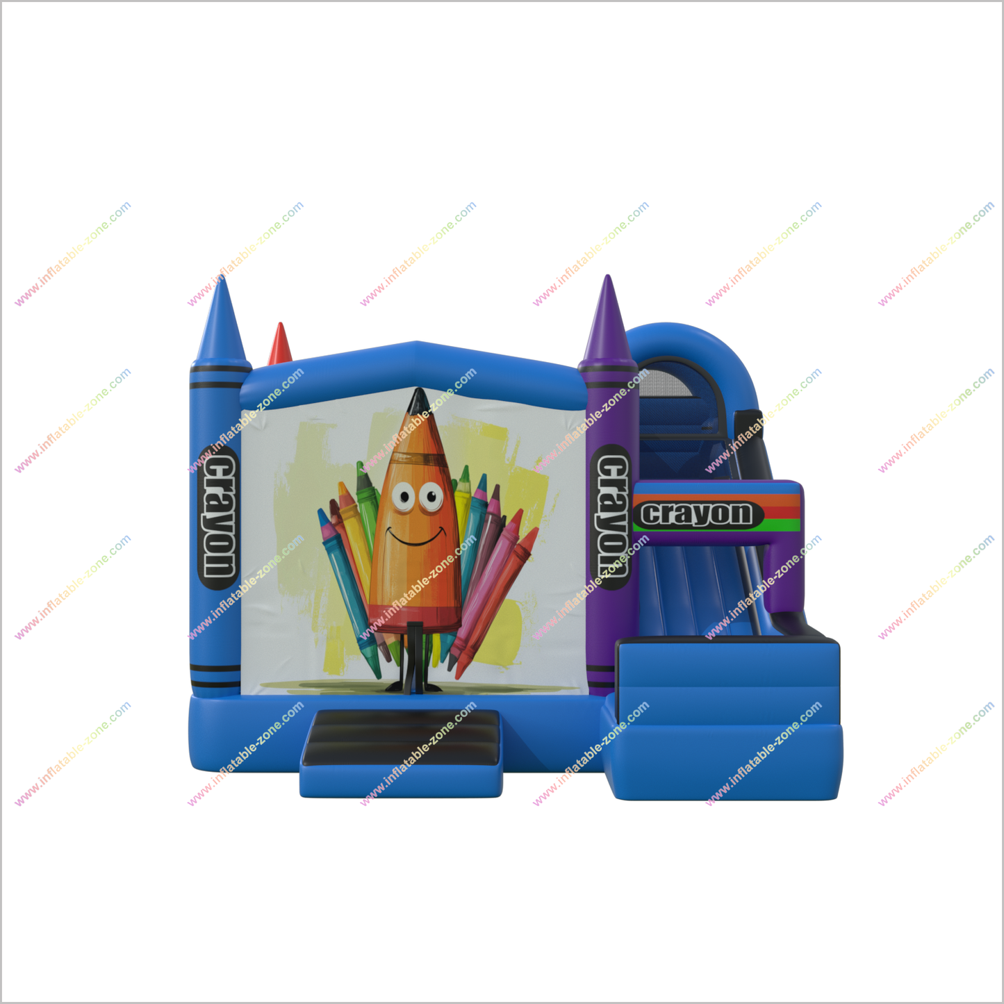 Colorful Crayon Bounce House With Large Slide Outside Play Inflatable Castle Slides Combo Events - Inflatable-Zone