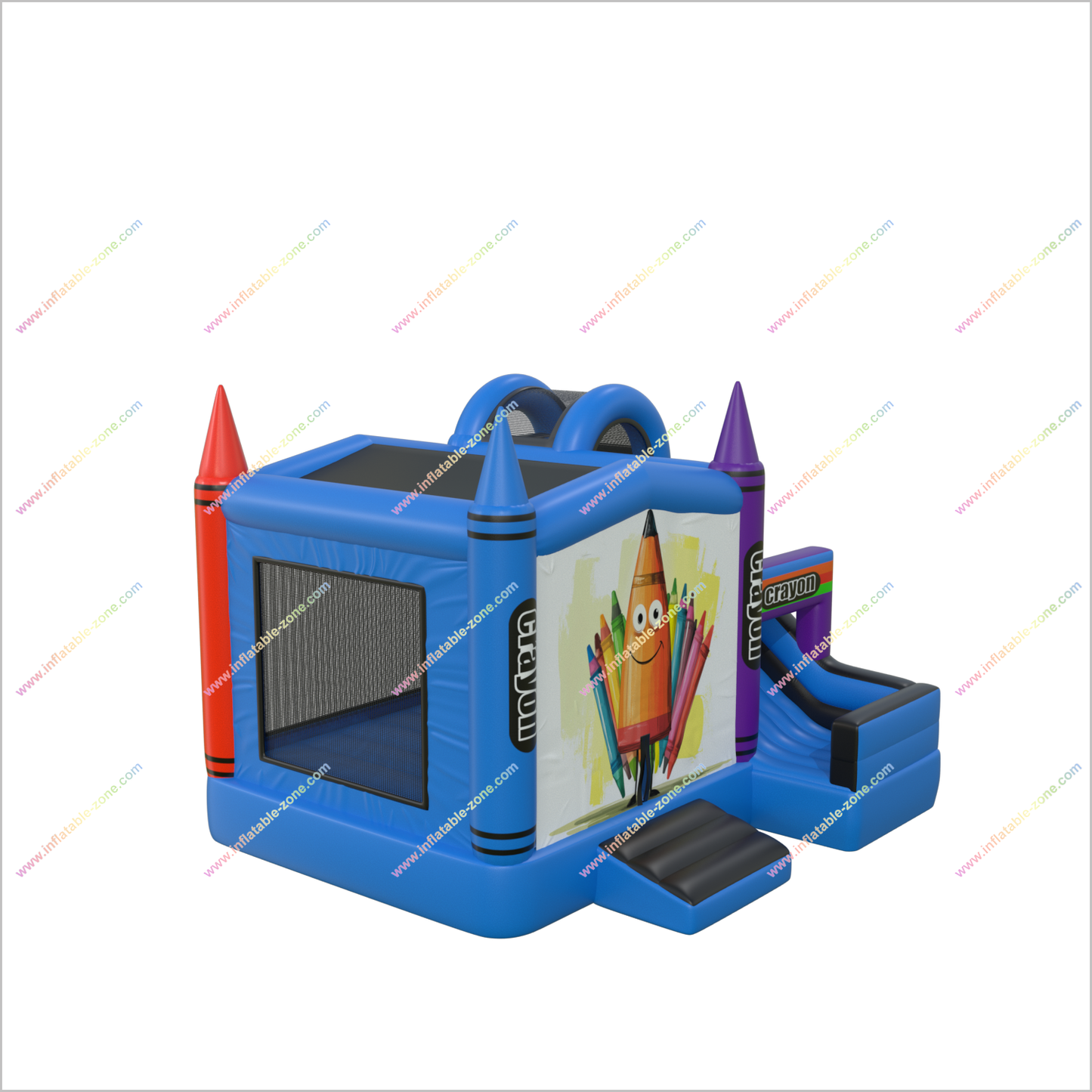 Colorful Crayon Bounce House With Large Slide Outside Play Inflatable Castle Slides Combo Events - Inflatable-Zone