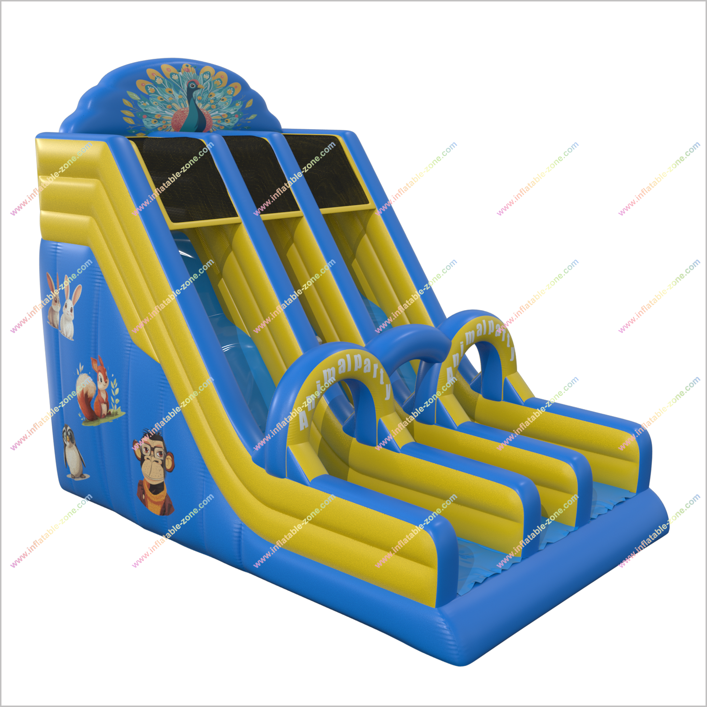 Animal Party Super Slide Inflatable Playground Outdoor Near Me Dual Lane Inflatable Slip And Slide - Inflatable-Zone