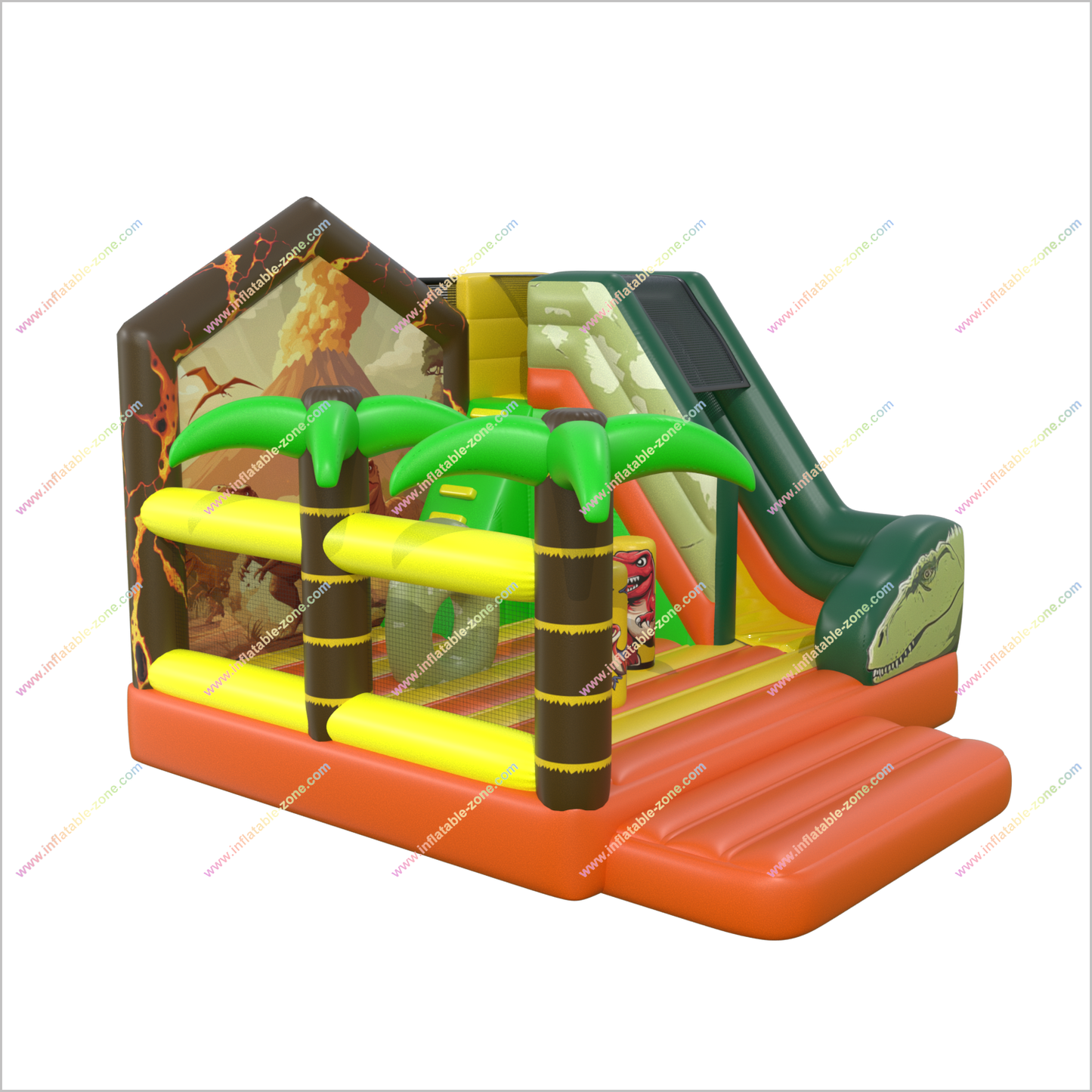 Dinosaur Party Obstacle Bounce House Inflatable Combo Slide Volcano Backdrop Bouncy Castle Cost Inflatable Dry Slide Rental - Inflatable-Zone