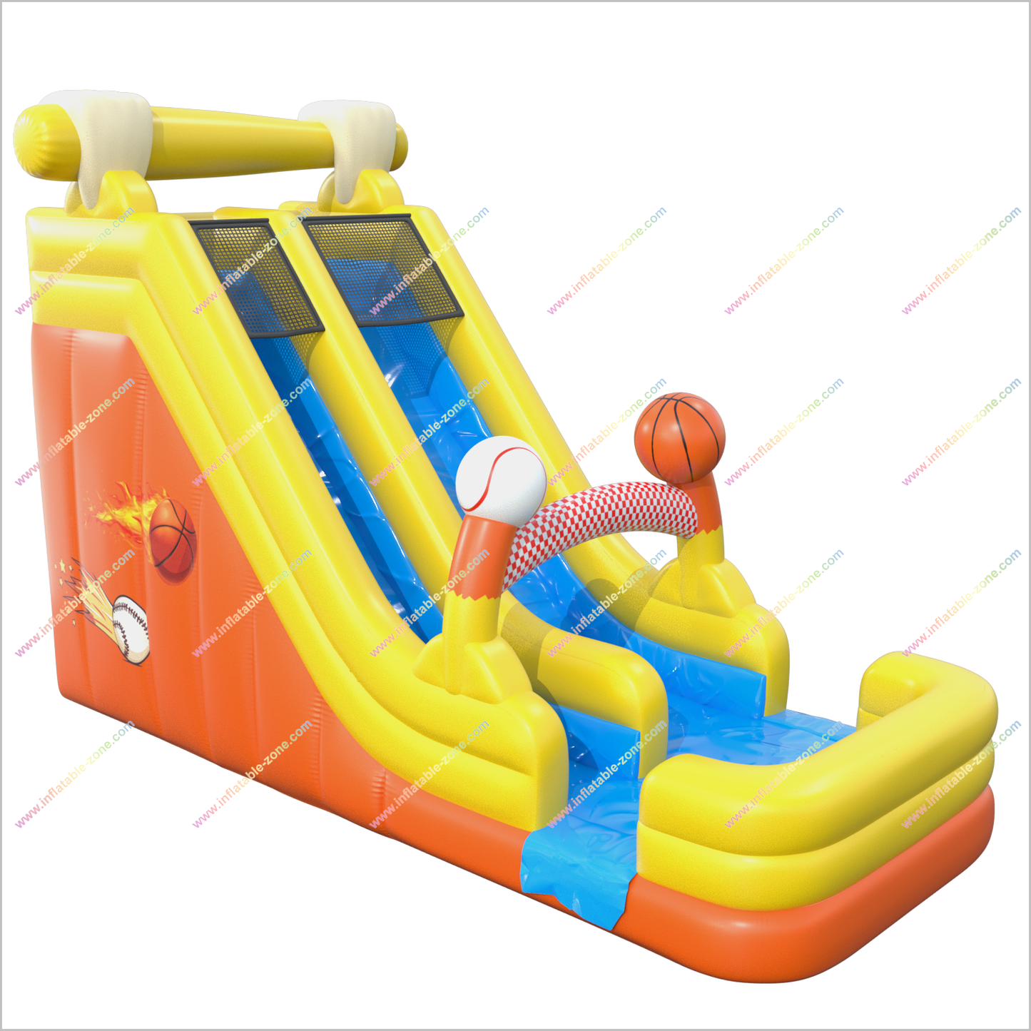 Sports-Themed Tall Inflatable Water Slide Basketball And Baseball Water Slide For Above Ground Pool - Inflatable-Zone