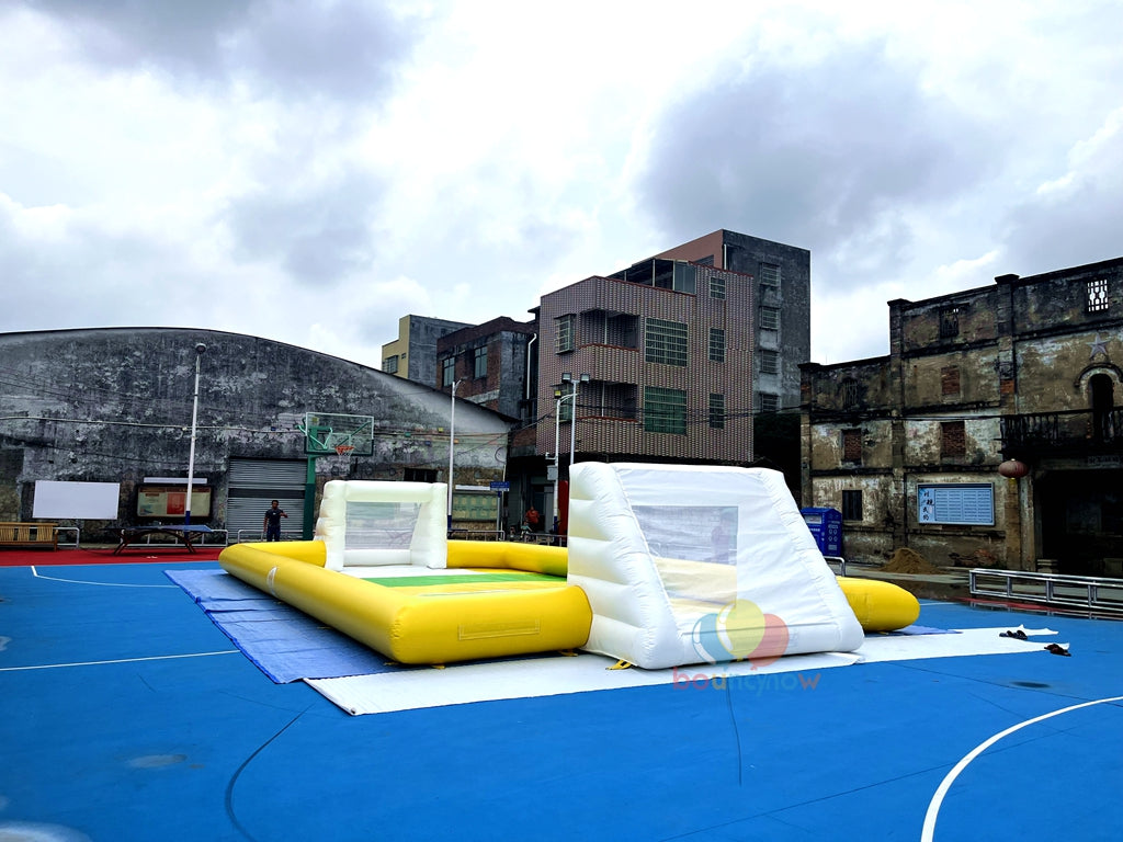 Yellow Durable Giant Inflatable Soap Soccer Field High Quality Safe & Fun Outdoor Adventure Game