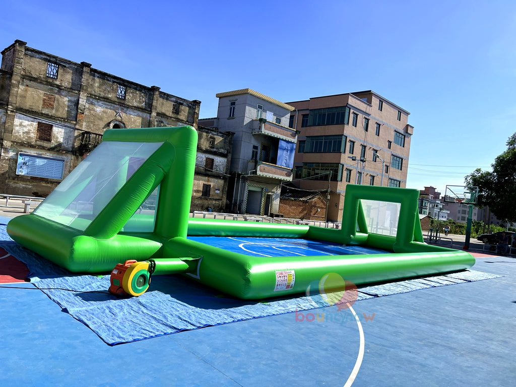 Green Inflatable Soccer Game Field Ultimate Fun Playground
