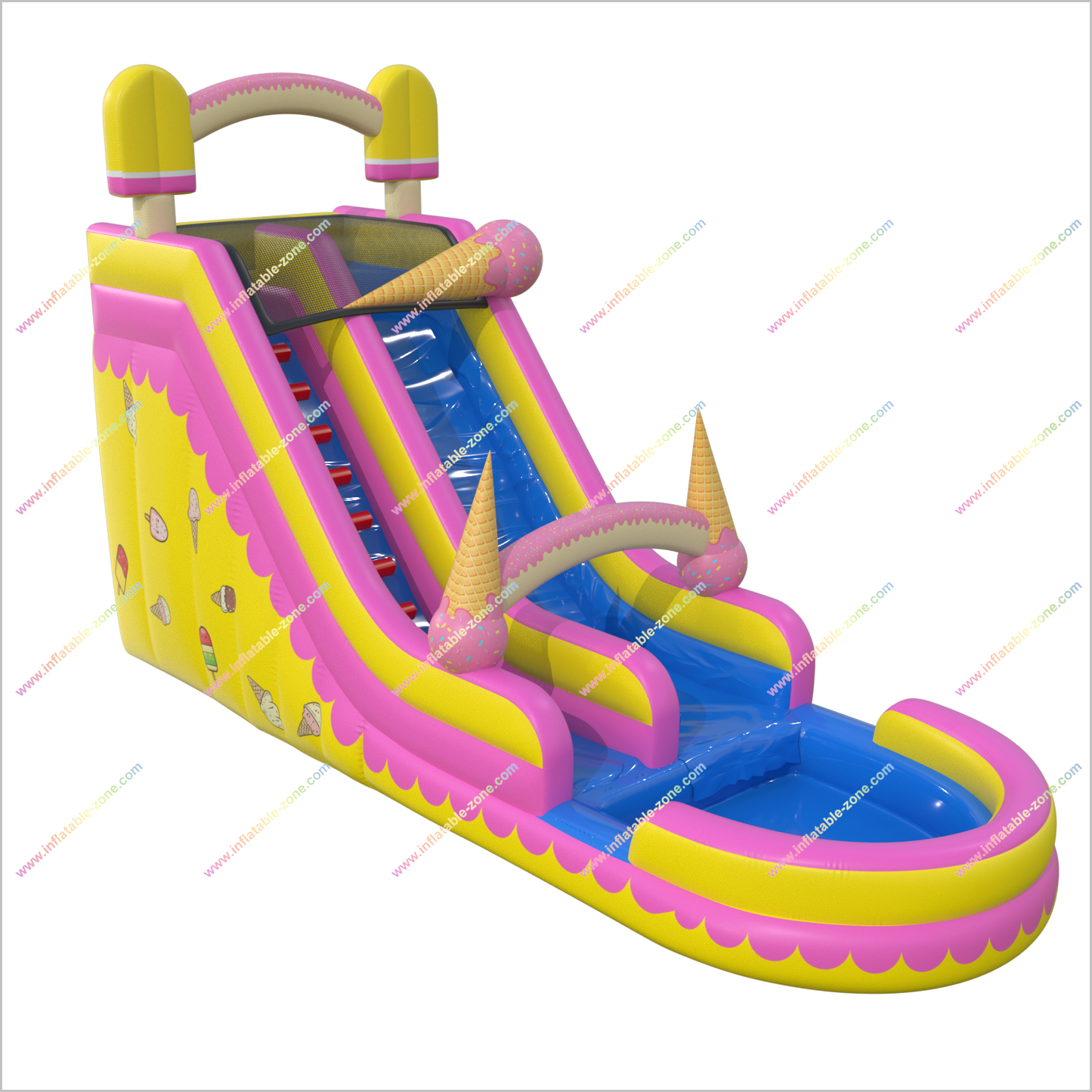 Ice Cream-Themed Inflatable Backyard Water Slide And Pool Popsicle Waterslides Rentals Near Me
