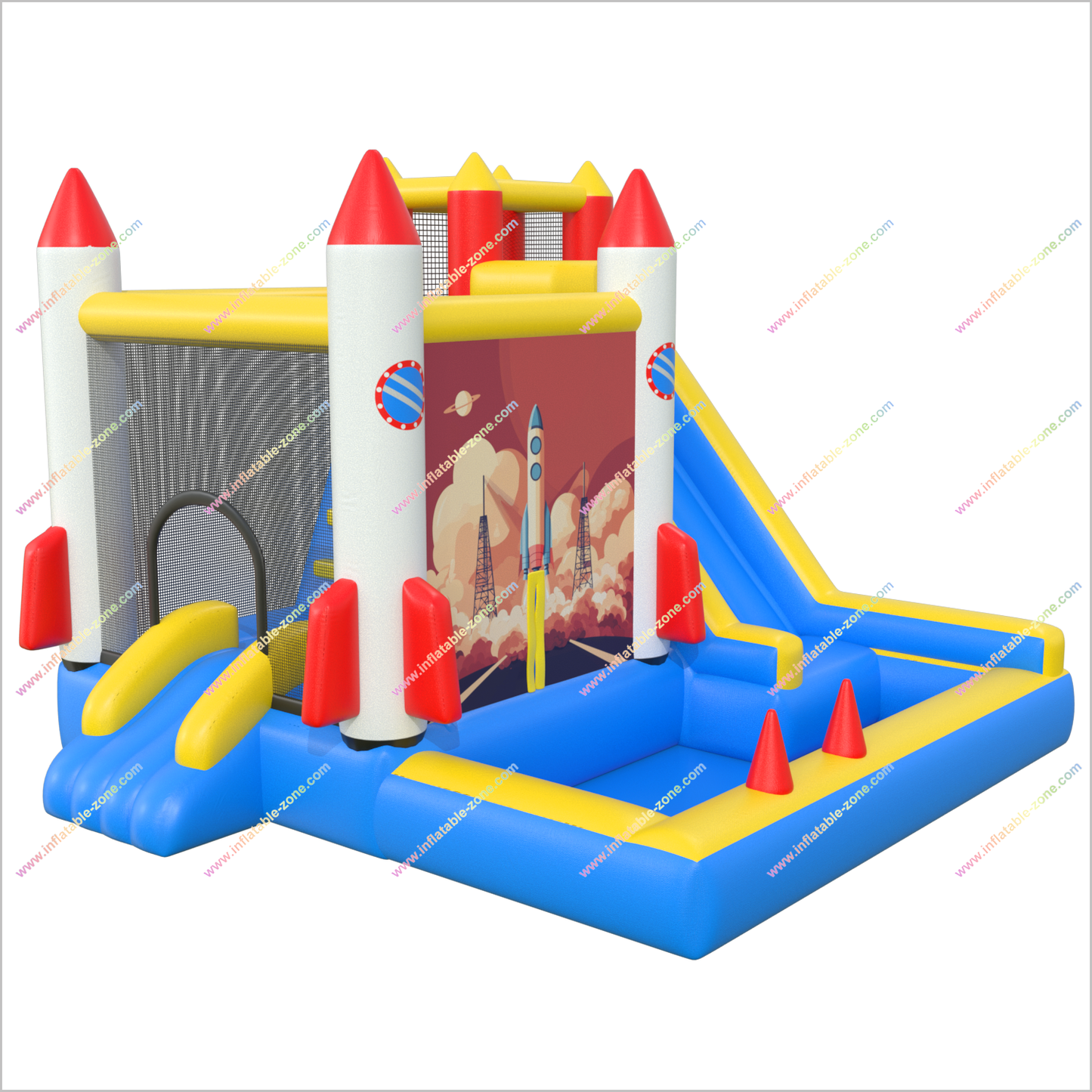 Inflatable Rocket Bouncy Castle And Ball Pit Hire Best Inflatable Bounce House With Water Slide Combo Blast