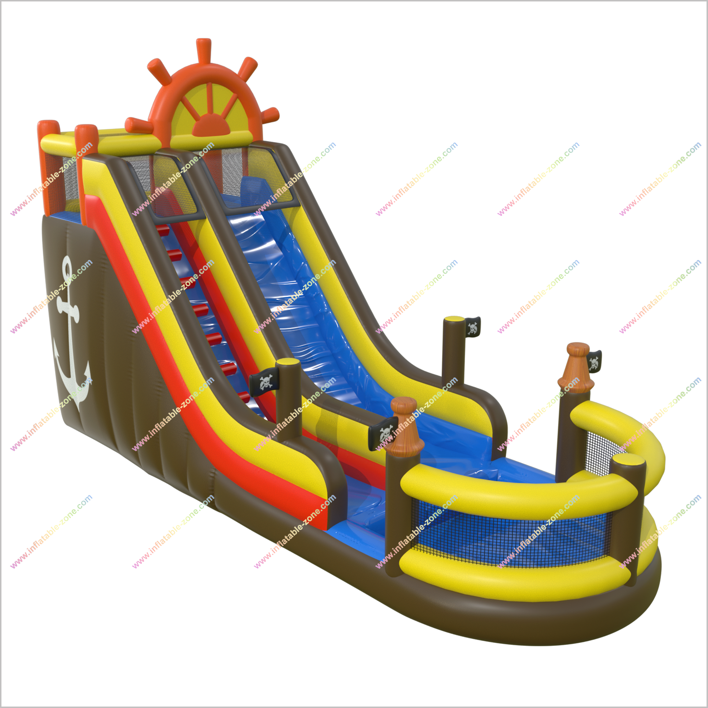 Pirate Ship Inflatable Water Slide Target Commercial Bounce House Water Blow Up Slide With Pool