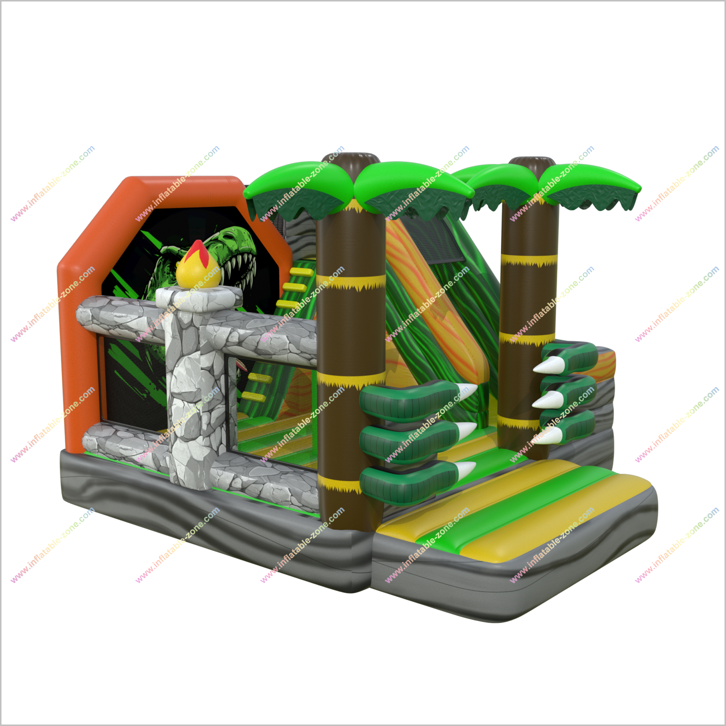 T-Rex Combo Castle Bounce And Slide Inflatable Dinosaur Jurassic Park Bounce House For Sale With Slide