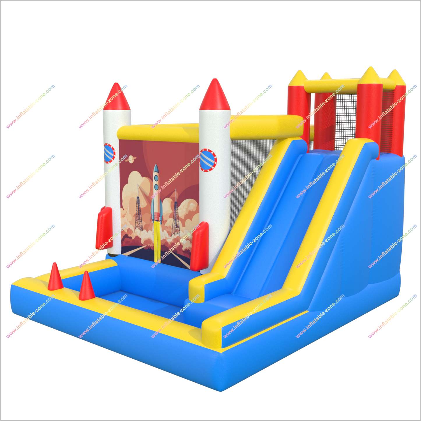 Inflatable Rocket Bouncy Castle And Ball Pit Hire Best Inflatable Bounce House With Water Slide Combo Blast