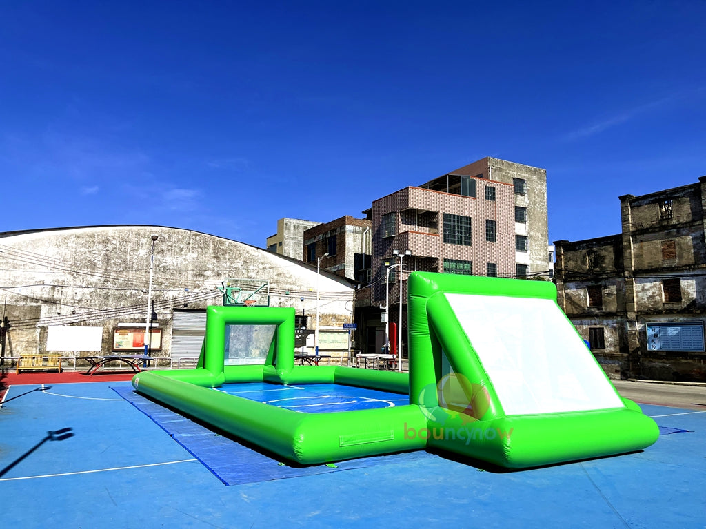Green Inflatable Soccer Game Field Ultimate Fun Playground