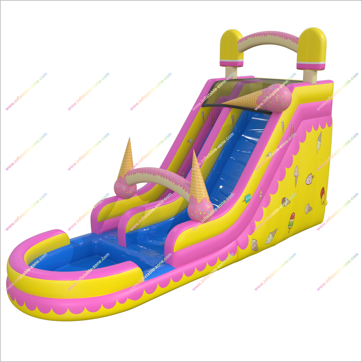 Ice Cream-Themed Inflatable Backyard Water Slide And Pool Popsicle Waterslides Rentals Near Me