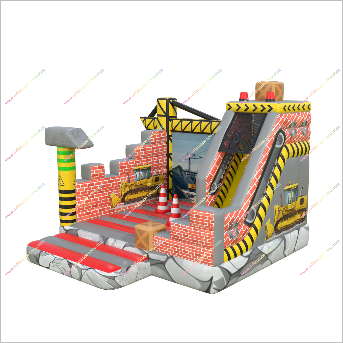 Construction Theme Bounce House Inflatable Castle Rentals Jumper And Slide Combo Happy Hop Bouncer With Slide - Inflatable-Zone